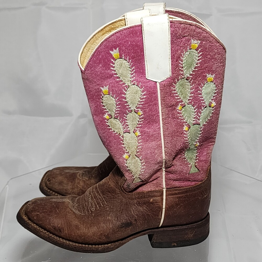 Macie Bean 29119132 Embroidery Prickly Pink Cactus Western Leather Boots Girls 2